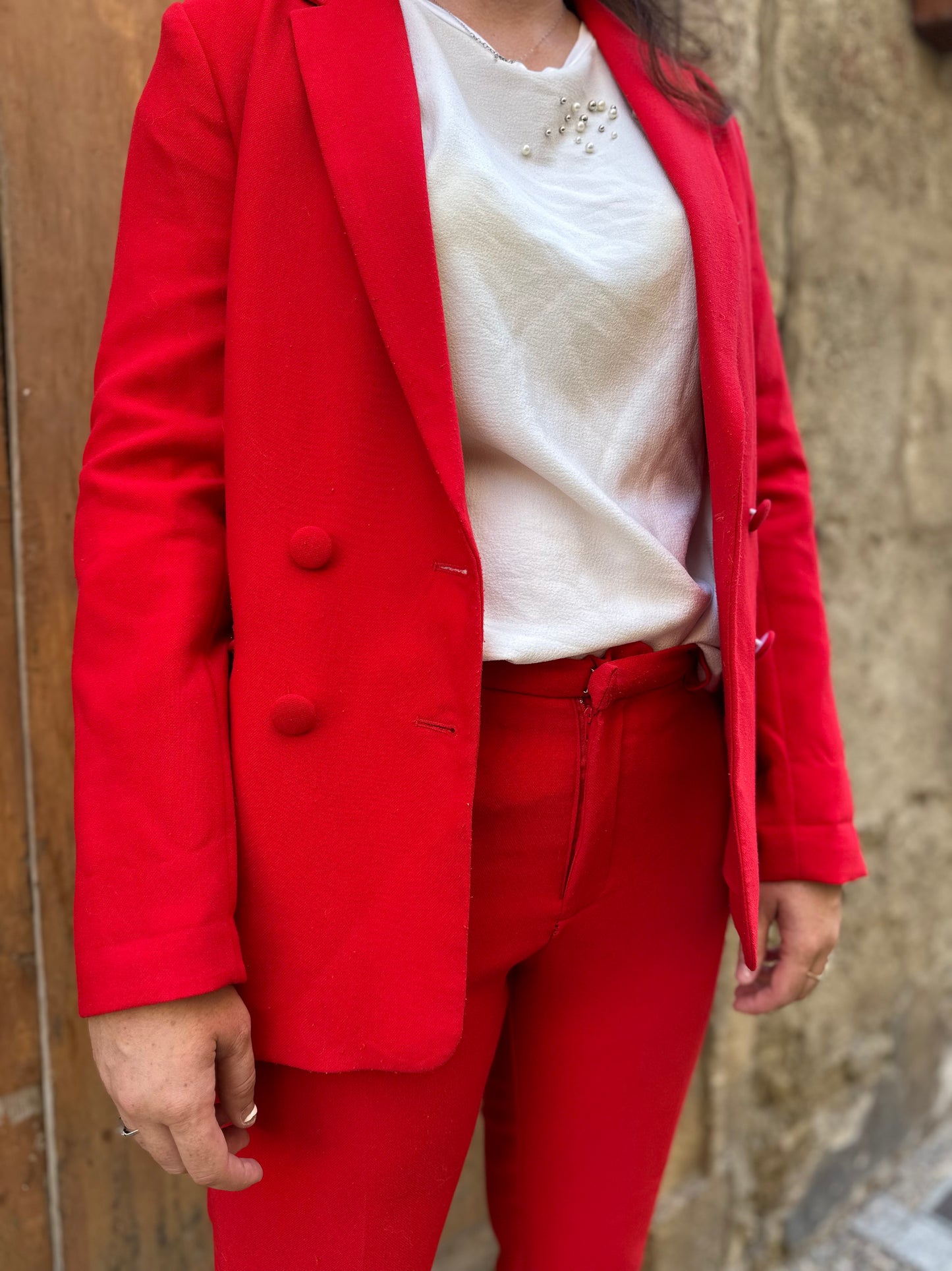 VESTE BLAZER ROUGE